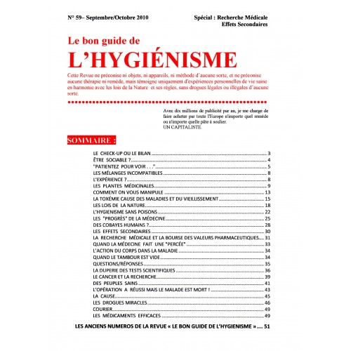 N°059 - Le bon guide - Spécial Recherche médicale, Effets secondaires