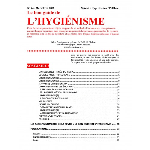 N°044 - Le bon guide - Spécial Hypertension, Phlébite